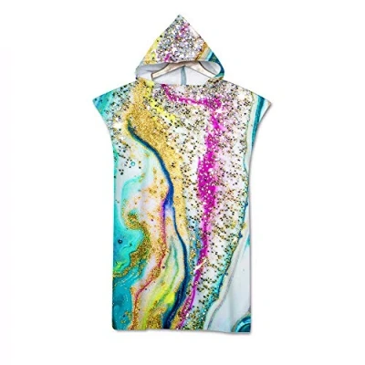 Image of Surwin Hooded Changing Robe Adult Surf Poncho Towel, Beach Towel Surfing Swimming Light Weight Compact Microfibre Wetsuit for Women and Men (70 * 110cm,Rainbow colors)