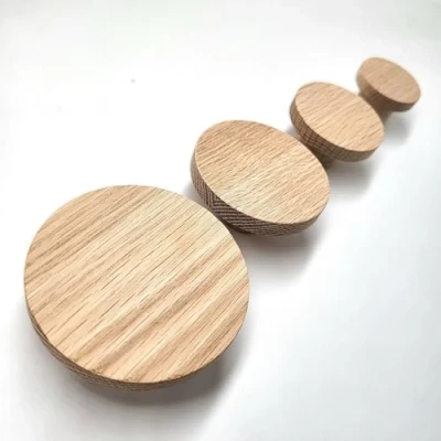 Image of PLT Round Wall Hooks Made of Untreated Oak Wood (4 cm 5 6 7 cm) Wardrobe Entrance Room Hallway Baby Gift