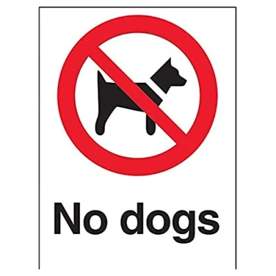 Image of V Safety No Dogs Prohibition Sign 150mm x 200mm Self Adhesive Vinyl