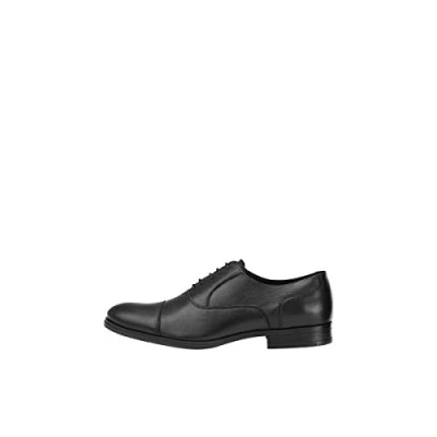 Image of JACK &amp; JONES Men&#039;s Jfwdonald Leather Noos Derbys, Grey(Anthracite Anthracite), 6 UK