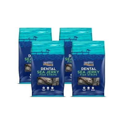 Image of Fish4Dogs Sea Jerky Strips Low Calorie, Hypoallergenic Dog Treat Baked Fish for Dogs Natural, Dental Skin Bigger (1kg)
