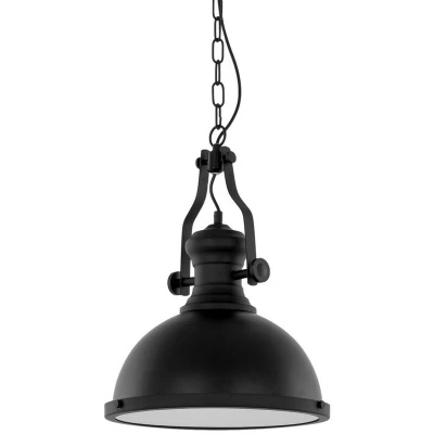 Image of Italux Lighting Industrial and Retro Hanging Pendant Black 1 Light with Glass Shade, E27