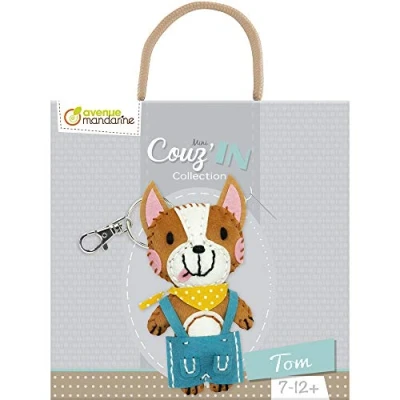 Image of Avenue Mandarine Ref KC087C Mini Couz&#039;in Keyring to Sew Tom the Dog Keychain Animal, Introduction Sewing &amp; Needlecraft, Suitable for Ages 7+