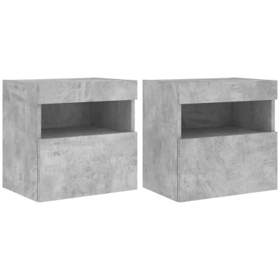 Image of vidaXL TV Wall Cabinets with LED Lights 2 pcs Concrete Grey 40x30x40 cm
