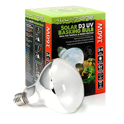 Image of Komodo Solar D3 UV 160W Basking Bulb, Heat and Light Bulb for Reptile Habitats, Bulbs, Terrarium Vivarium Lighting Heating