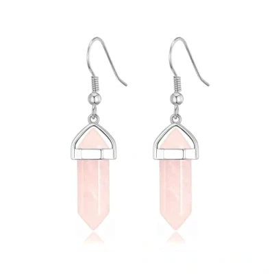 Image of Philip Jones Rose Quartz Gemstone Drop Earrings