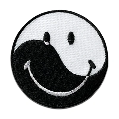Image of Mono Quick Smiley Ying Yang Iron On Patches Adhesive Emblem Stickers Appliques, Size: 5,5 x cm