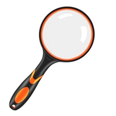 Image of Magnifying Glass 10X, for Children 75mm Lens Handheld Reading Magnifier with Non Slip Soft Rubber Handle Reading,Repair, Observation