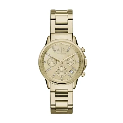 Image of Armani Exchange Chronograph watch goldcoloured, Women&#039;s, Size: One Size, Gold coloured