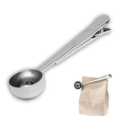 Image of 7Inch Coffee Scoop with Bag Clip,Coffee Spoon Measuring,for Ground and Beans,Stainless Steel