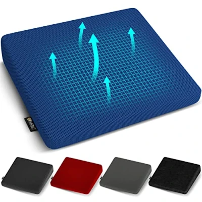 Image of iMedic Wedge Memory Foam Seat Cushion 1x Car for Posture Correction &amp; Height Boost Cushions Driving Office Chair Anti Slip Bottom Blue 3D Mesh