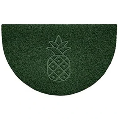 Image of Nicoman Embossed Halfmoon Half Circle Door Mat Dirt Trapper Jet Washable Doormat 70x44cm (Green, PINEAPPLE Shape) Use on Carpet ONLY
