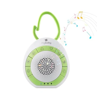 Image of MyBaby SoundSpa On‐The‐Go Baby Soother Sleep Aid, 4 Soothing Sounds, Adjustable Volume Control and Clip for Prams, Buggies, Strollers, Changing Bags, Small Lightweight, Auto Timer