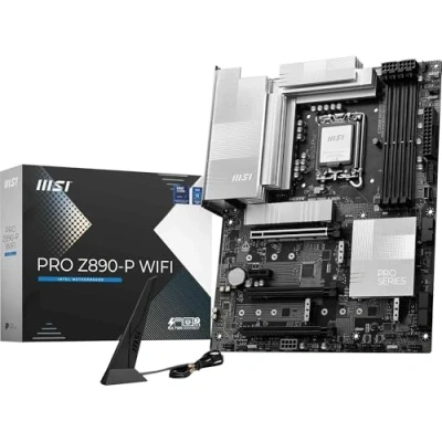 Image of MSI PRO Z890 P WIFI Motherboard, ATX Supports Intel Core Ultra Processors (Series 2), LGA 1851 55A DrMOS, DDR5 Memory Boost (9200+ MT/s OC), PCIe 5.0 x16 &amp; 4.0 x16, M.2 Gen5, Wi Fi 7, 5G LAN
