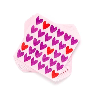 Image of Amscan 9908638 Valentine&#039;s Day Purple Hearts Luncheon Napkins 16 Pack