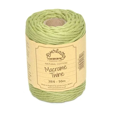 Image of 50M Spools Everlasto Single Twist Soft Cotton Coloured Macrame Craft Twine 38/6 (4mm approx) (Olive)