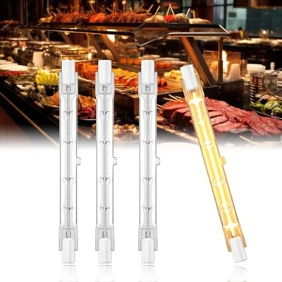 Image of BrightArk 4 x 300W Heat Lamp Bulb, 118MM R7S Lamps, Food Gantry Lights Jacketed Lamp, Halogen Heater Bulbs for Buffets, Home Kitchens