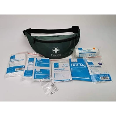 Image of Blue Dot One Person Travel Kit in Green Bum Bag