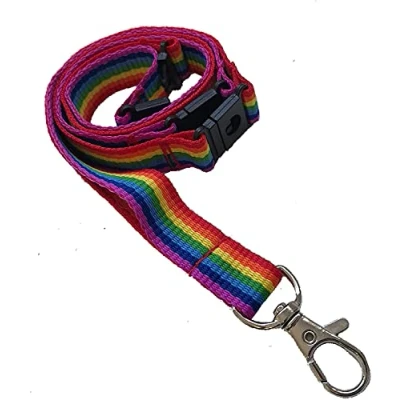 Image of PAC Supplies Global 15mm Colourful Neck Lanyard With 3 Point (Triple) Safety Breakaway (Rainbow, 1 Lanyard)