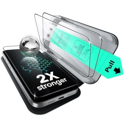 Image of ESR 3 Pack for iPhone 15 Pro Max Screen Protector, Military Grade Shatterproof, 9H Hardness, Full Coverage Tempered Glass with UltraFit Tray