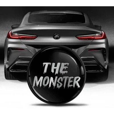 Image of Biomar Labs Rear Trunk Tuning Badge 74mm Compatible with BMW Emblem Bonnet Boot 51148219237 Black Silver EZ 17