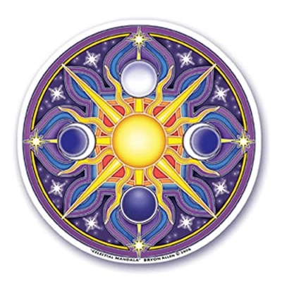 Image of Mandala Arts Colorful Decal Window Sticker 4.5&quot; Double Sided &quot;Celestial Mandala&quot; by Bryon Allen (S38)
