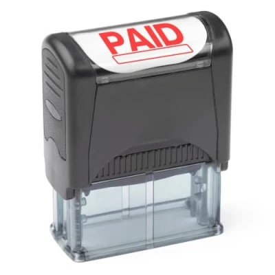 Image of Self Inking Rubber Stamp, Refillable Red Ink Preinstalled (9/16&quot; x 1 1/2&quot;) (Paid)