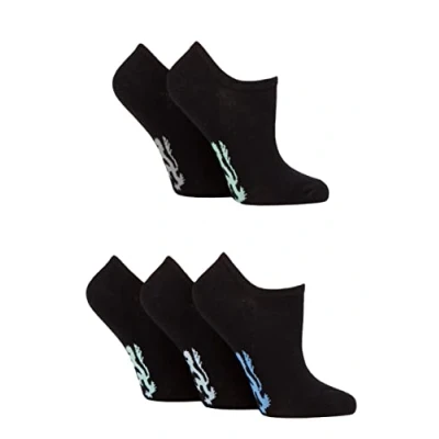 Image of Women&#039;s 5 Pair Pringle Plain Cotton Trainer Socks Black 4 8 Ladies