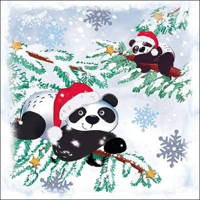 Image of Ambiente Christmas Napkin 33 Centimeter Pack of 20 Panda&#039;s In Snow