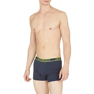 Image of Emporio Armani Men&#039;s 3 Pack Core Logo Band Boxer Shorts, Navy/Navy/Navy, M