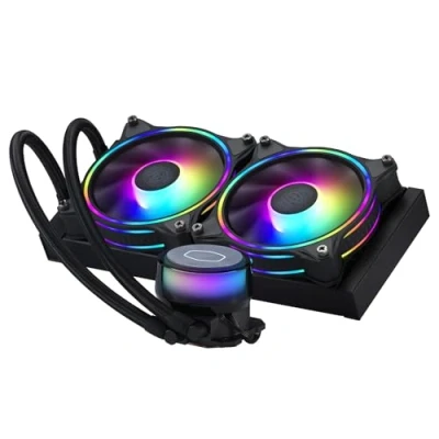 Image of Cooler Master MasterLiquid ML240 Illusion CPU Liquid AIO Water Cooling System, 3rd Gen Pump, 2 x 120mm ARGB Halo Fans, 240mm Radiator, Controller Included AMD and Intel Compatible
