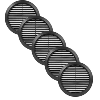 Image of Vent Systems 150 mm / 5.90&#039;&#039; Inch Black Pack of 5 Air Cover Round Vents Ventilation Grille Integrated Insect Screen HVAC for Bathroom, Home Office, Kitchen