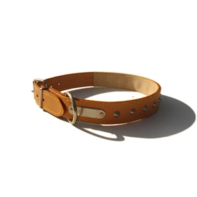 Image of Studded Bridle Leather Dog Collar (London Tan, 26&quot; x 1 1/4&quot;)