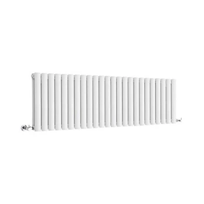 Image of Milano Aruba White Horizontal Double Oval Panel Radiator 400mm x 1416mm