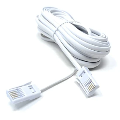 Image of DRUT 10m BT to 4 Wire 431A Male Plug Telephone Flat Cable Lead 33ft White