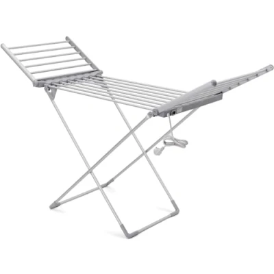 Image of Catermax 230 Electric Heated Clothes Dryer Winged Foldable Adjustable Energy Efficient Indoor Airer Wet Laundry Drying Horse Rack Silve