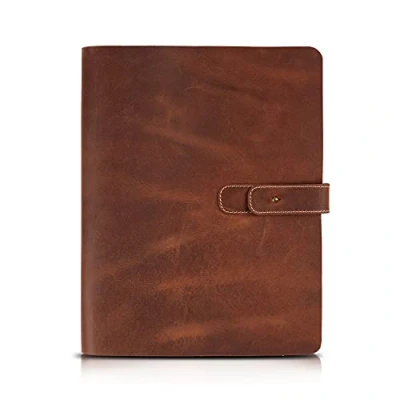 Image of Londo OTTO490 Genuine Leather Tablet Cover with Two Card Slots &amp; Pen/Apple Pencil Holders (Brown, 11 Inch)