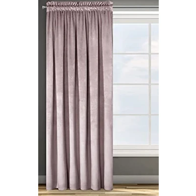 Image of Eurofirany Design91 ROSA Soft Plain Opaque Velvet Curtain with Tape For Rail 1 Unit, Fluffy Panel Drape Classic Glamour Elegant Living Room, Bedroom, W53 x L118, Dark Pink