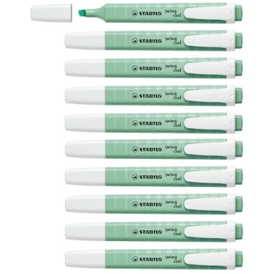 Image of Highlighter STABILO swing cool Pastel Pack of 10 Hint Mint
