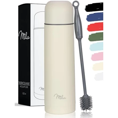Image of Milu Vacuum Insulated Flask 1L, 750ml, 500ml Thermo Water Drinking Bottle with Cup for Hot &amp; Cold Drink Stainless Steel, 100% Leak Proof (Buttercream, 1000ml)