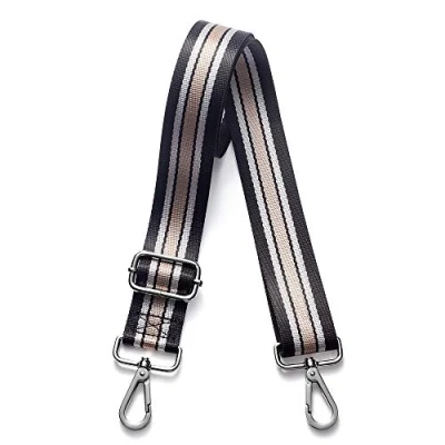 Image of Kolti Purse Strap Crossbody Handbag Stripe Wide Adjustable, Nickel Buckle 17, 1.5 Inches