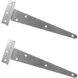 Image of Ironmongery World 1 Pair 15&quot; Strong Garden Gate Door Shed Tee T Hinges Silver Zinc Galvanised