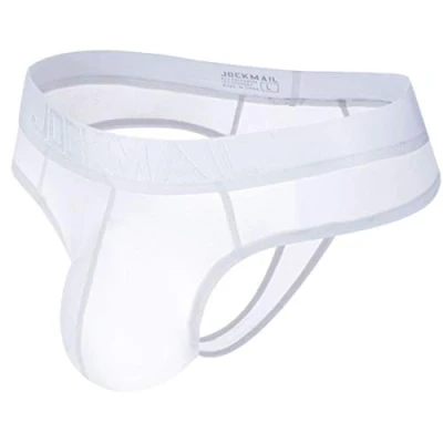 Image of Sexy Mens Briefs Bikini Ice Silk Transparent Men Underwear Gay Thongs Male Lace Panties (M, White)