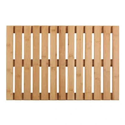 Image of WENKO Indoor &amp; Outdoor Bamboo Mat, Floor Grate for Shower, Bath, Pool, Sauna with Non Slip Underside, 0 x 60 40 cm