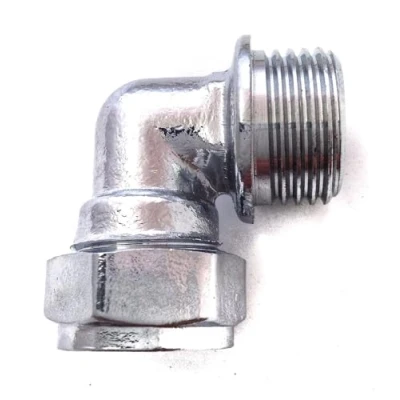 Image of 15mm x 1/2&quot; Male Chrome Elbows (Known as Elbow/Chrome Compression Pipe Fittings/Chrome Elbow / Also Available in 22mm 3/4 Inch BSP)