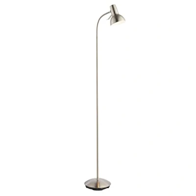 Image of National Lighting Amalfi Standing Floor Lamp Satin Chrome Finish Flexible Gooseneck Task Reading Rocker On/Off Switch Tall Indoor GU10 LED