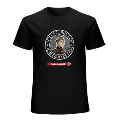 Image of Dads Army Stupid Boy Men Black Cotton T Shirt Print Tee Shirts L