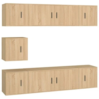 Image of vidaXL 7 Piece TV Cabinet Set Sonoma Oak Engineered Wood