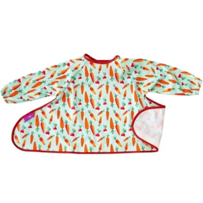 Image of Tidy Tot Spare Weaning Bib for &amp; Tray Kit. Coverall Baby Feeding with Sleeves. Attaches to Food Tray. Waterproof Long Sleeved Bibs. Mess Proof Led Bibs BLW.