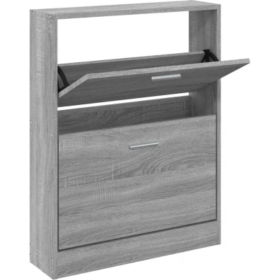 Image of vidaXL Shoe Cabinet Grey Sonoma 59x17x81 cm Engineered Wood